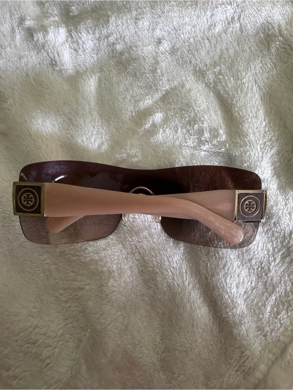 Tory Burch Brown Gradient Shield Sunglasses with Gold Case